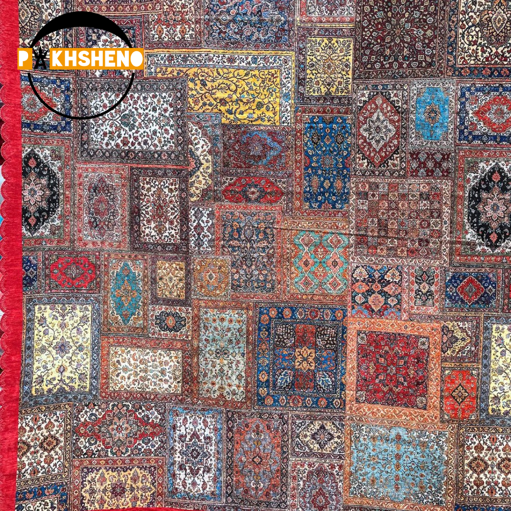 رومیزی مخمل شانل طرح فرش پخشنو